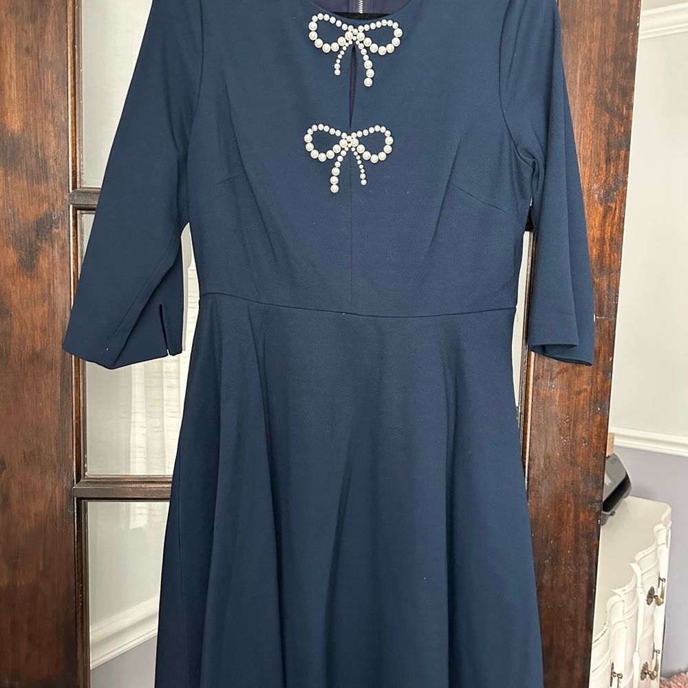 Kate Spade Blue A-Line Dress with 3/4 Sleeves